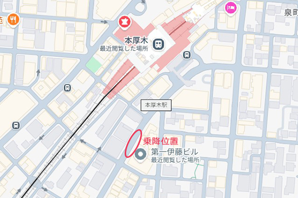 本厚木駅 乗降場所地図